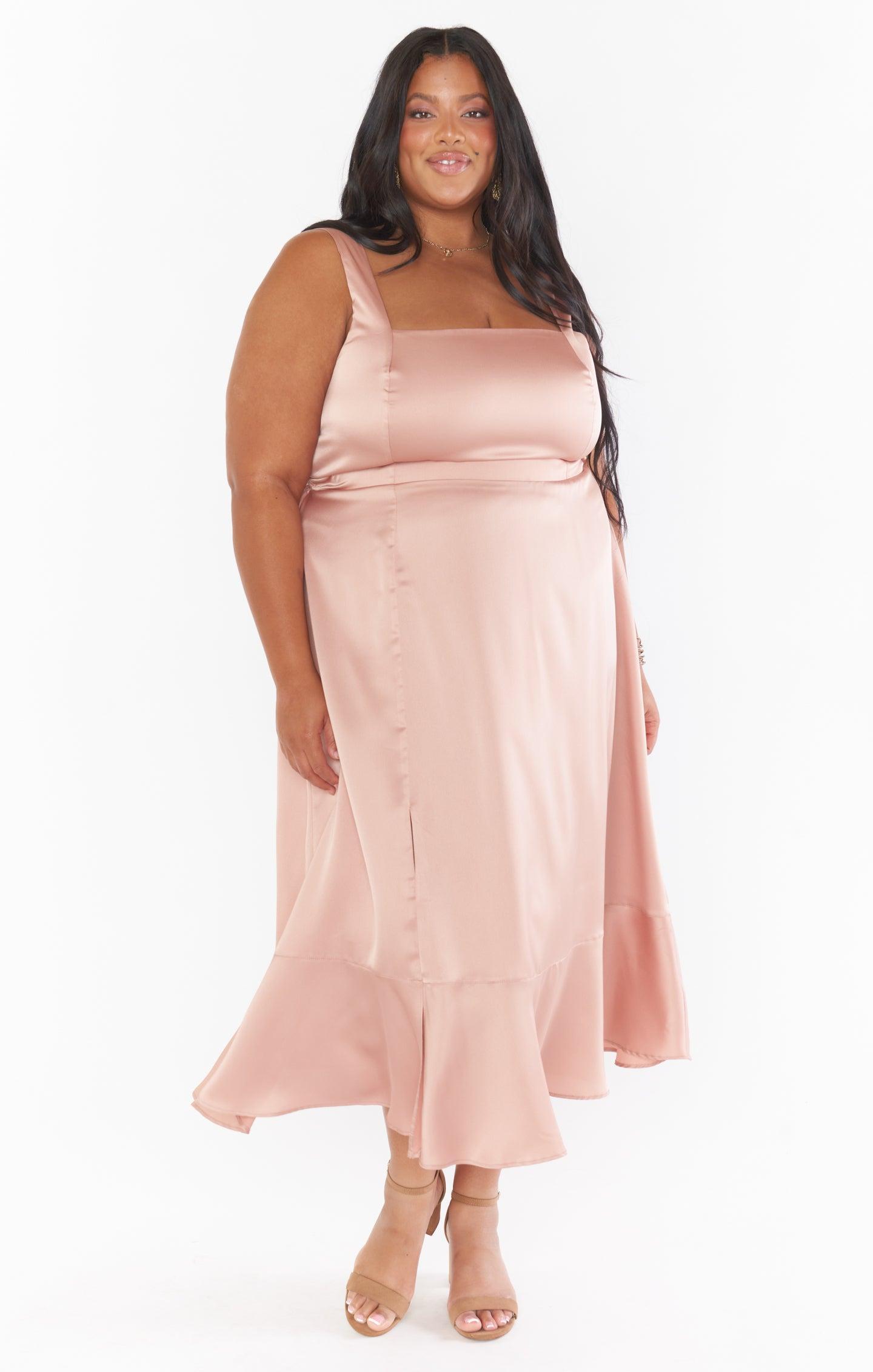 Claire Midi Dress ~ Rose Gold Luxe Satin Product Image