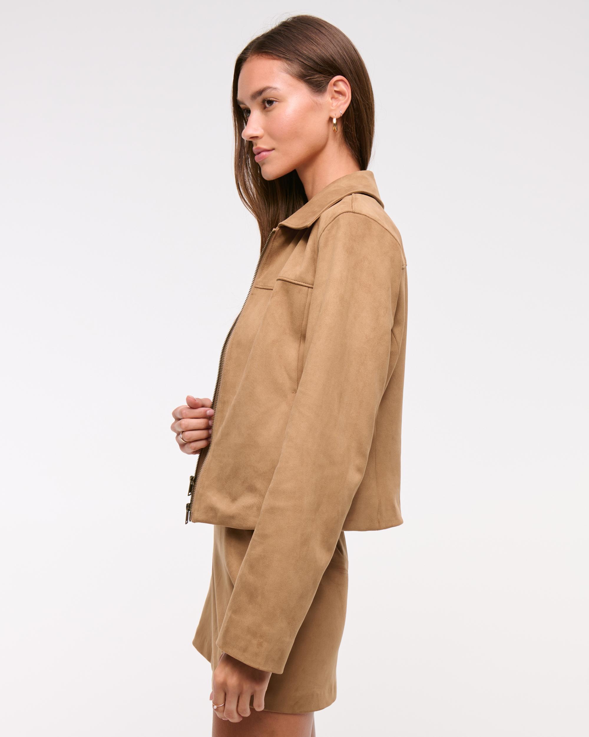 Slim Zip Vegan Suede Jacket Product Image