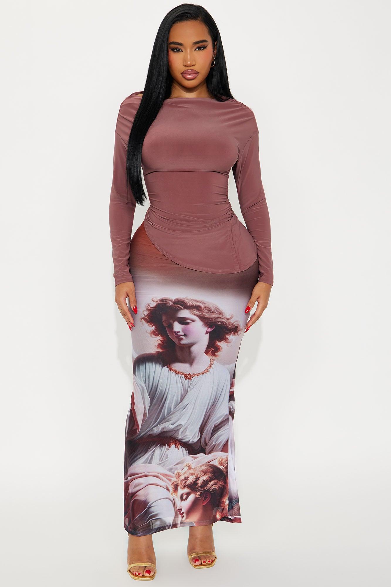 Jess Long Sleeve Asymmetrical Ruched Blouse - Mocha Female Product Image