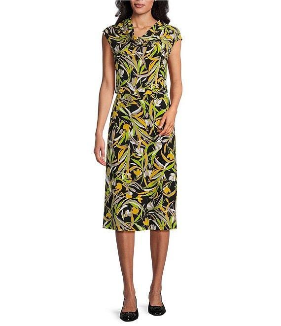 Kasper Printed Flared Midi Skirt Product Image