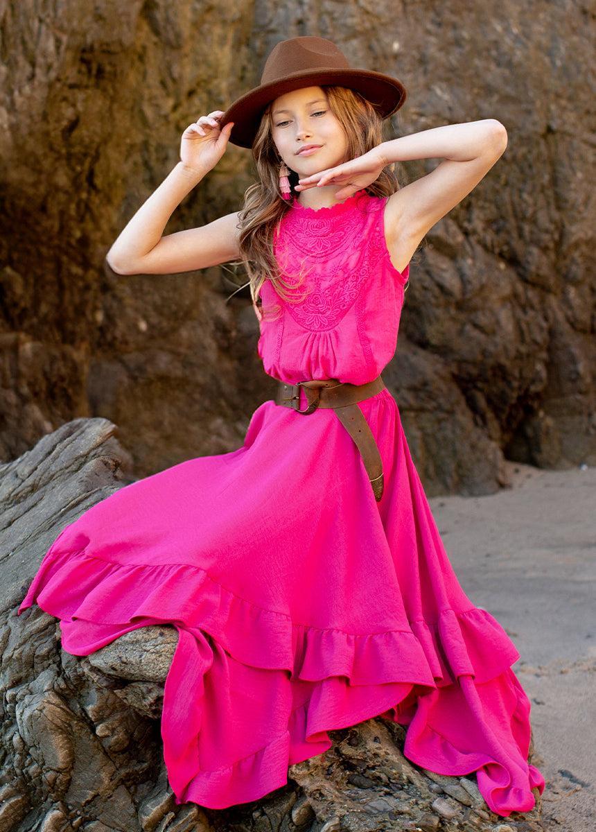 Delfinne Top in Fuchsia Girls Product Image