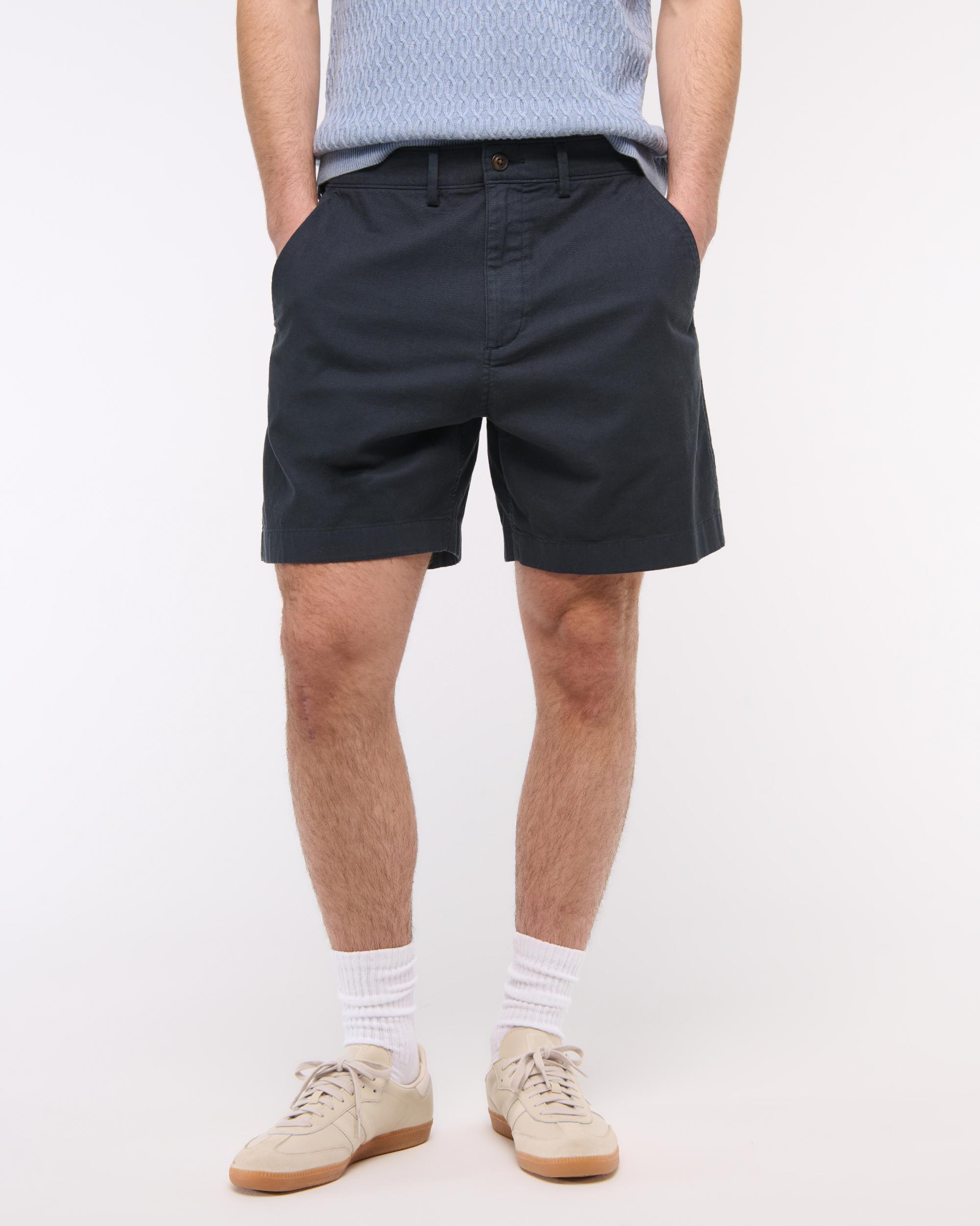 Linen-Blend Plainfront Short Product Image