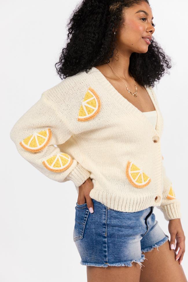 When Life Gives You An Ivory Lemon Slice Cardigan Product Image