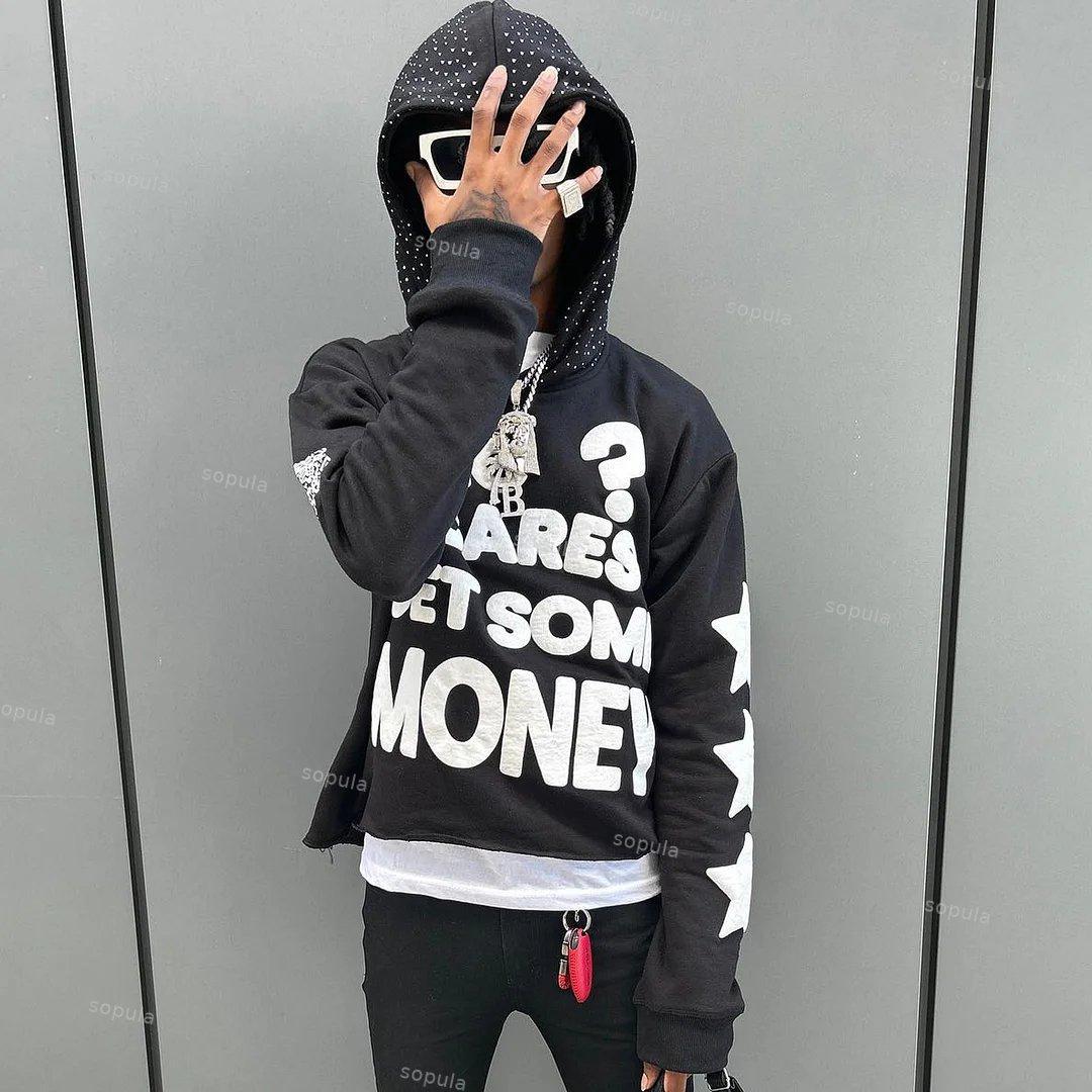 Chasing Money Print Graphic Oversized Pullover Hoodie Product Image