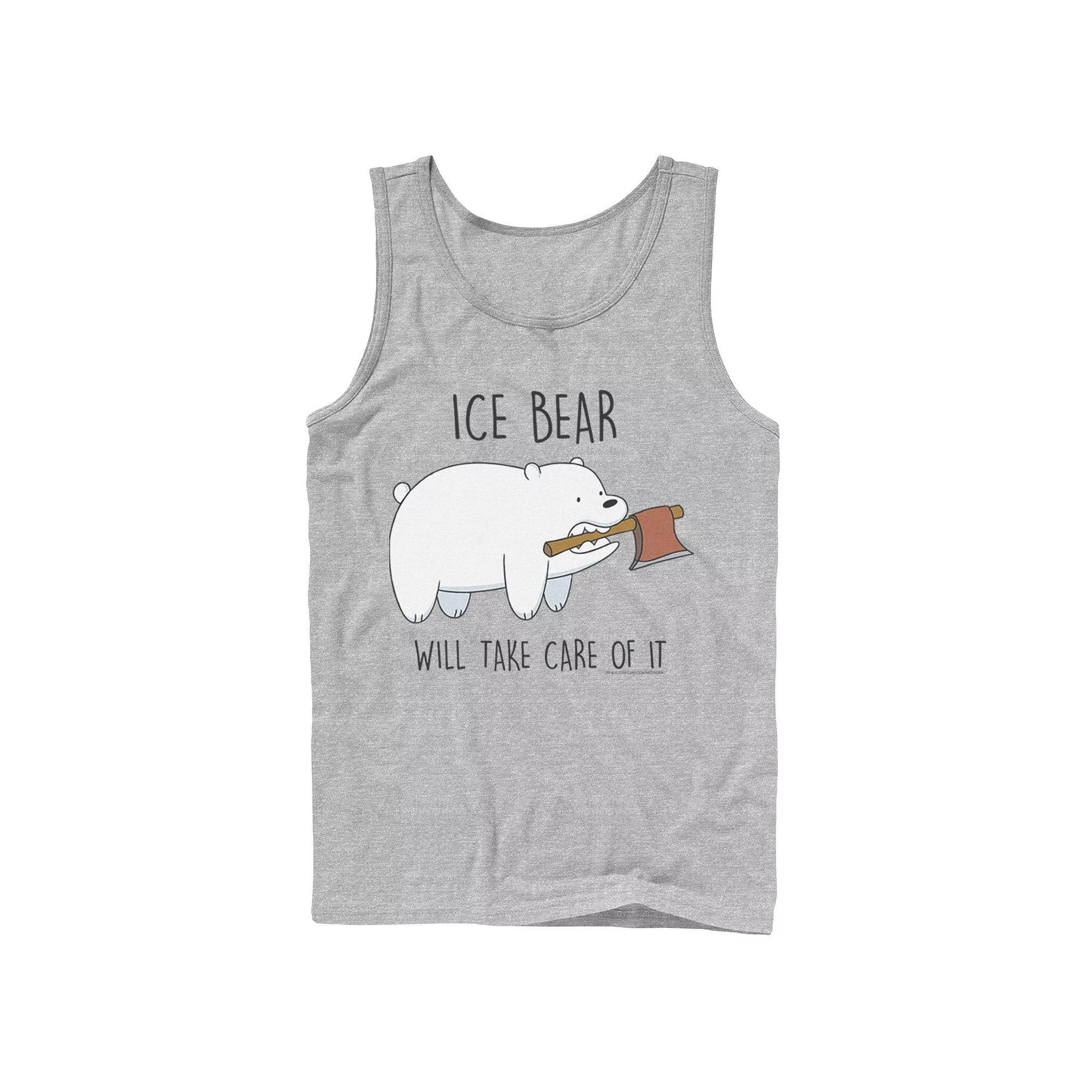 Men's Cartoon Network We Bare Bears Ice Bear Take Care Of It Axe Tank Top,  Product Image