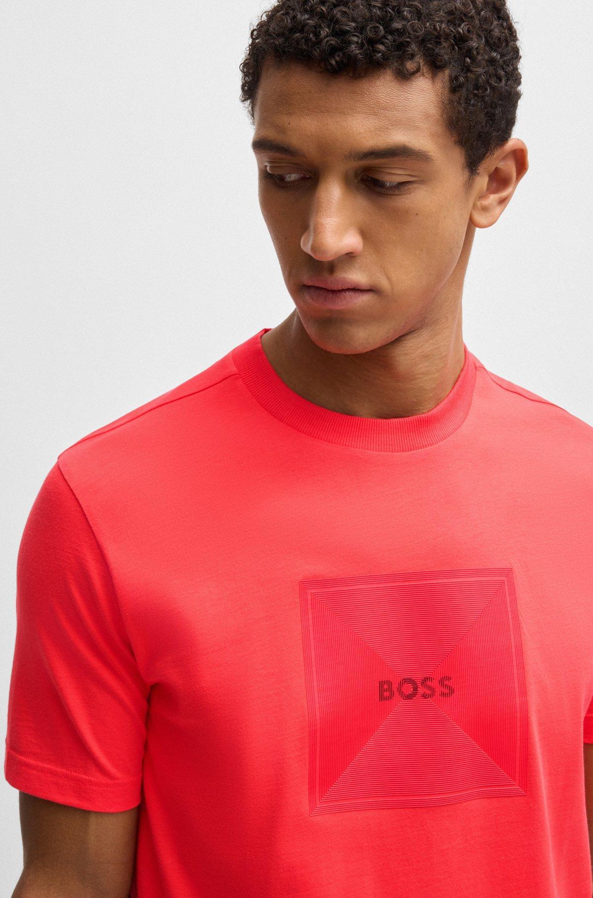 Cotton-jersey T-shirt with fineline logo artwork Product Image