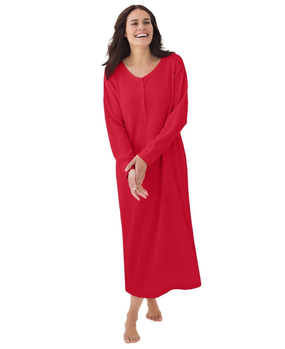 Dreams & Co. Womens Thermal Henley Nightgown Product Image