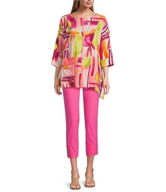 IC Collection Slim Stretch Knit Cropped Pants Product Image