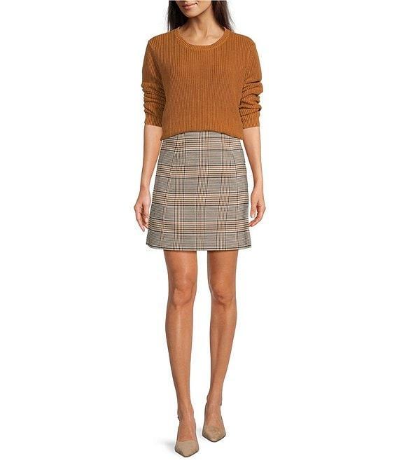 tyler boe Ribbed Knit Round Neck Long Sleeve Cross Stitched Sweater Product Image