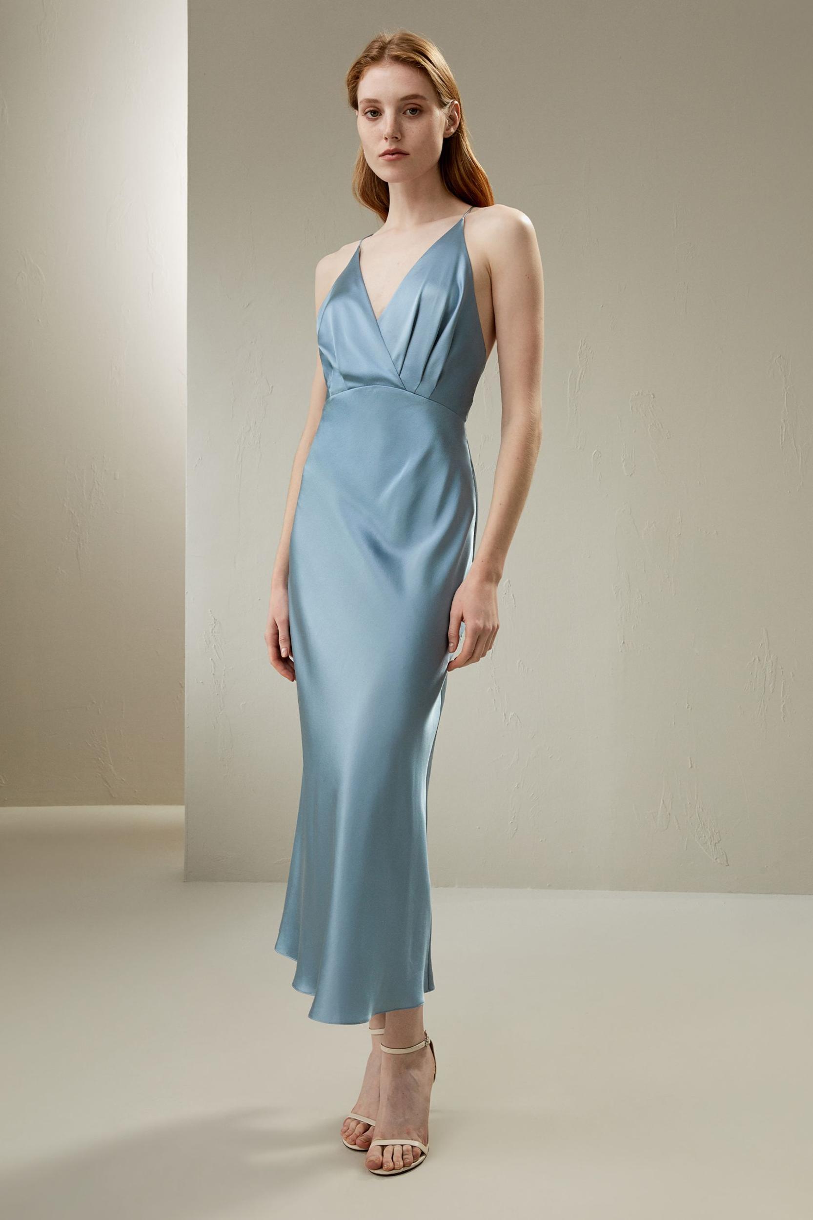 LILYSILK Silk Maxi Dress - for Women - Navy Blue Pure Silk - Skin Friendly Plunging V-Neck Dress 6 Product Image