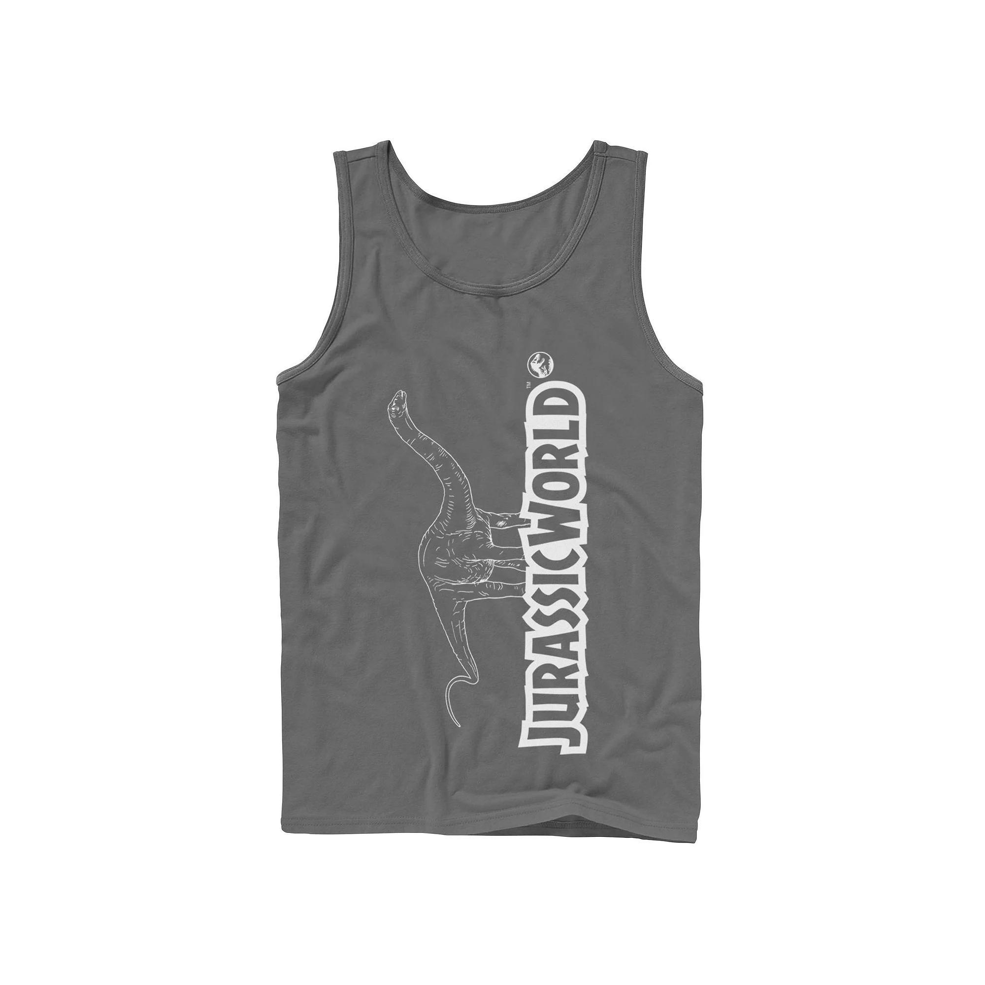 Men's Jurassic World Longneck Dinosaur Title Logo Outline Tank Top,  Product Image