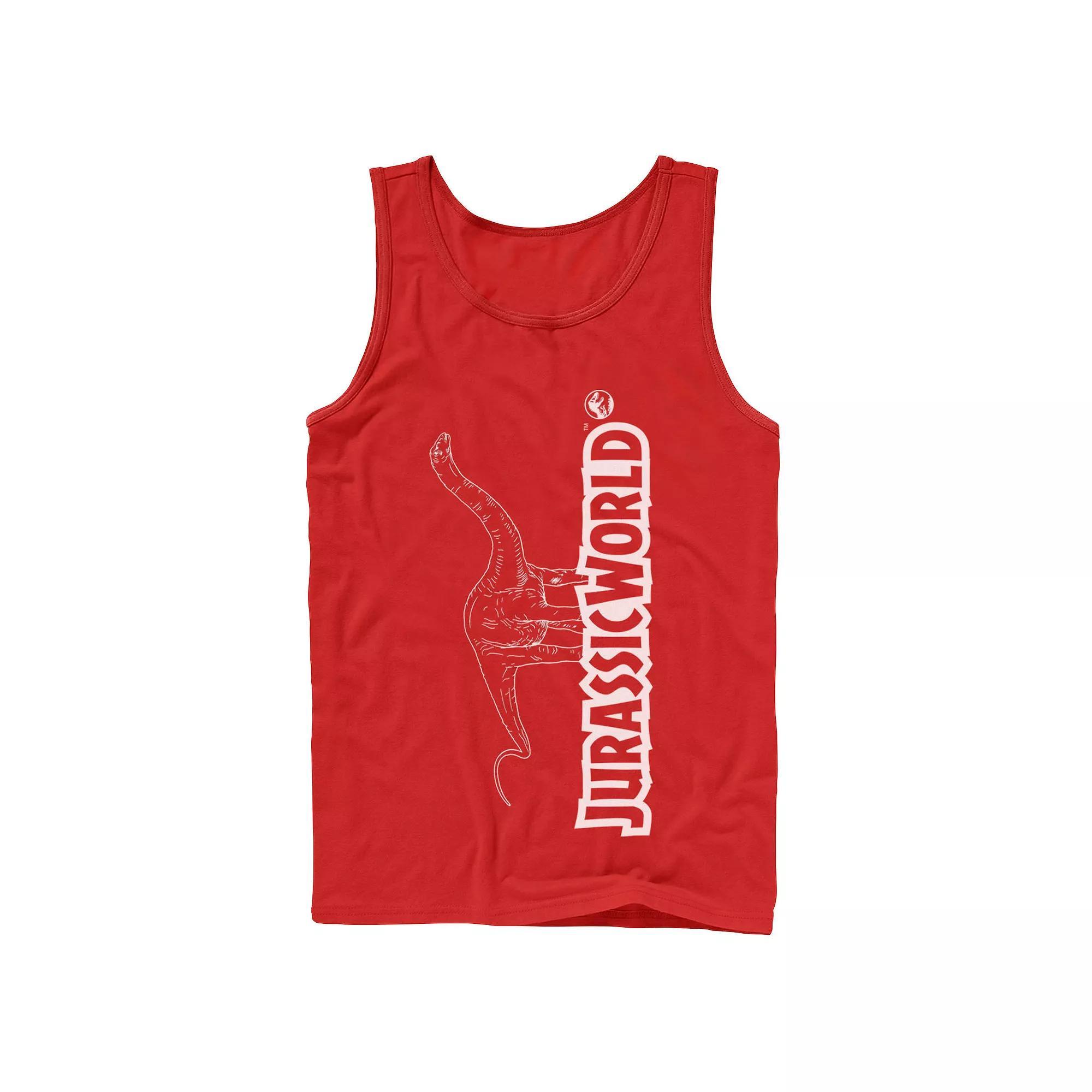 Men's Jurassic World Longneck Dinosaur Title Logo Outline Tank Top, Size: Large, Black Product Image