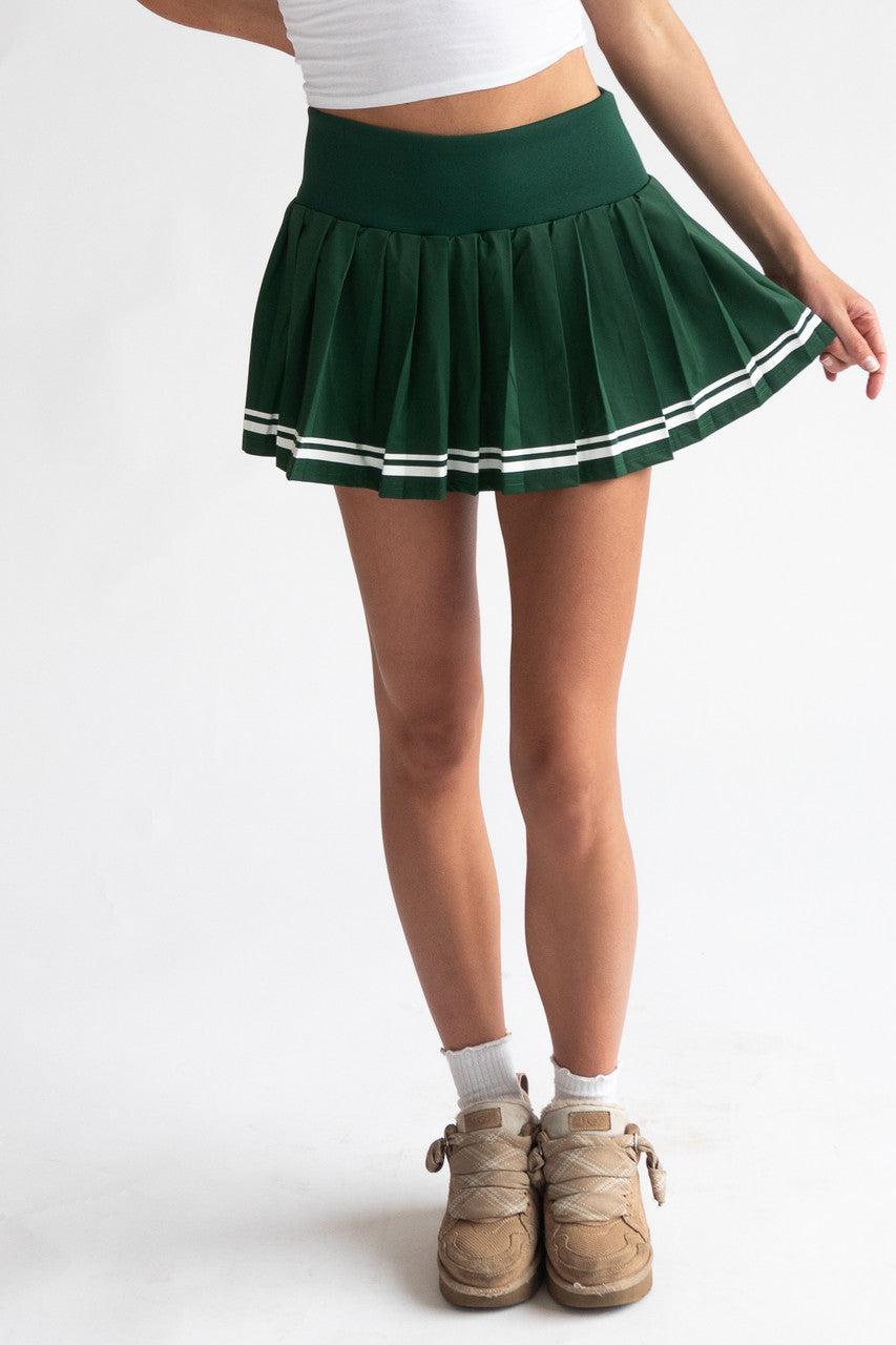 Stripe Hem Pleated Skirt Product Image