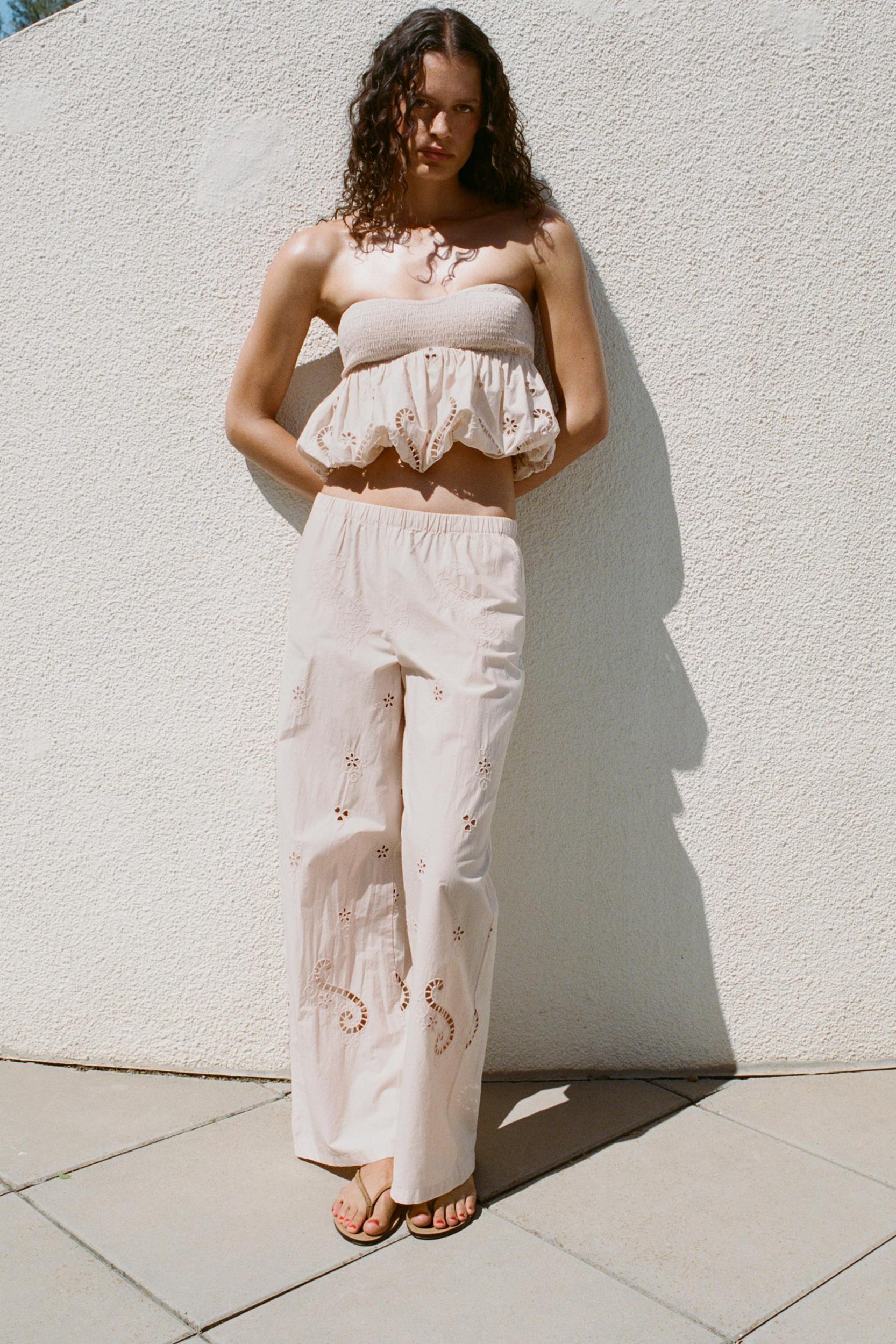 EMBROIDERED PAJAMA PANTS Product Image