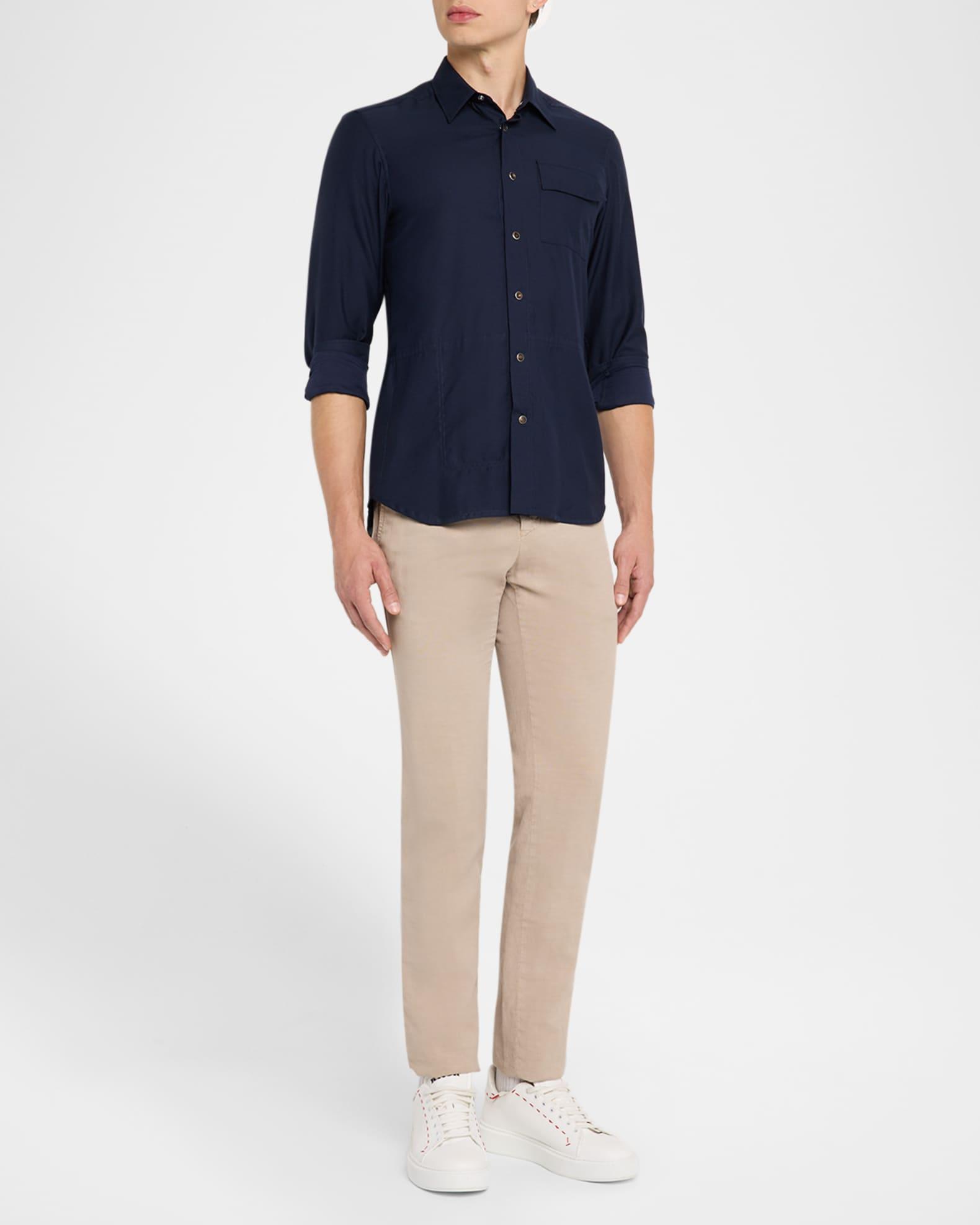 Men's Cotton and Silk Snap-Front Overshirt Product Image