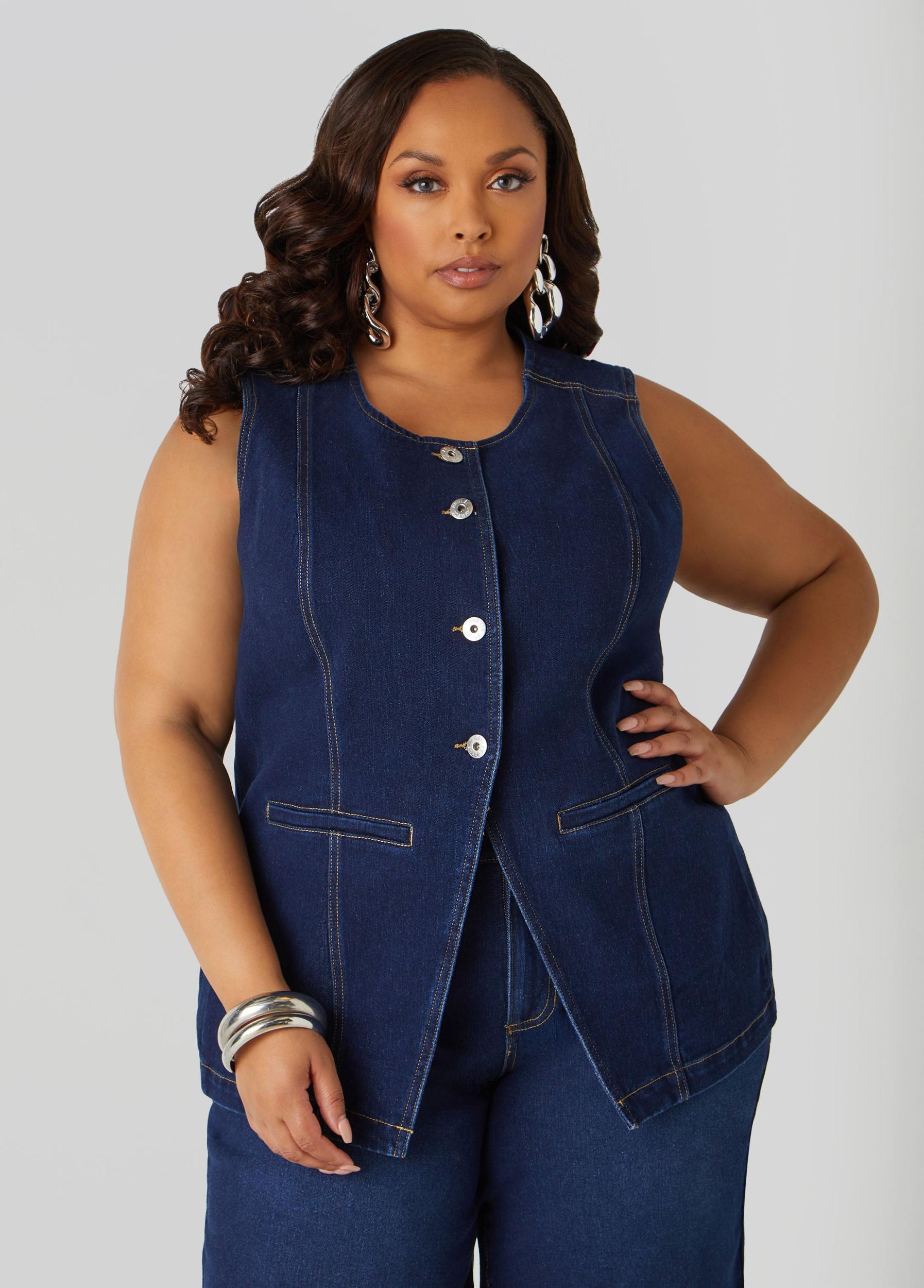 Plus Size Mid Rise Denim Bermuda Shorts Ashley Stewart Product Image