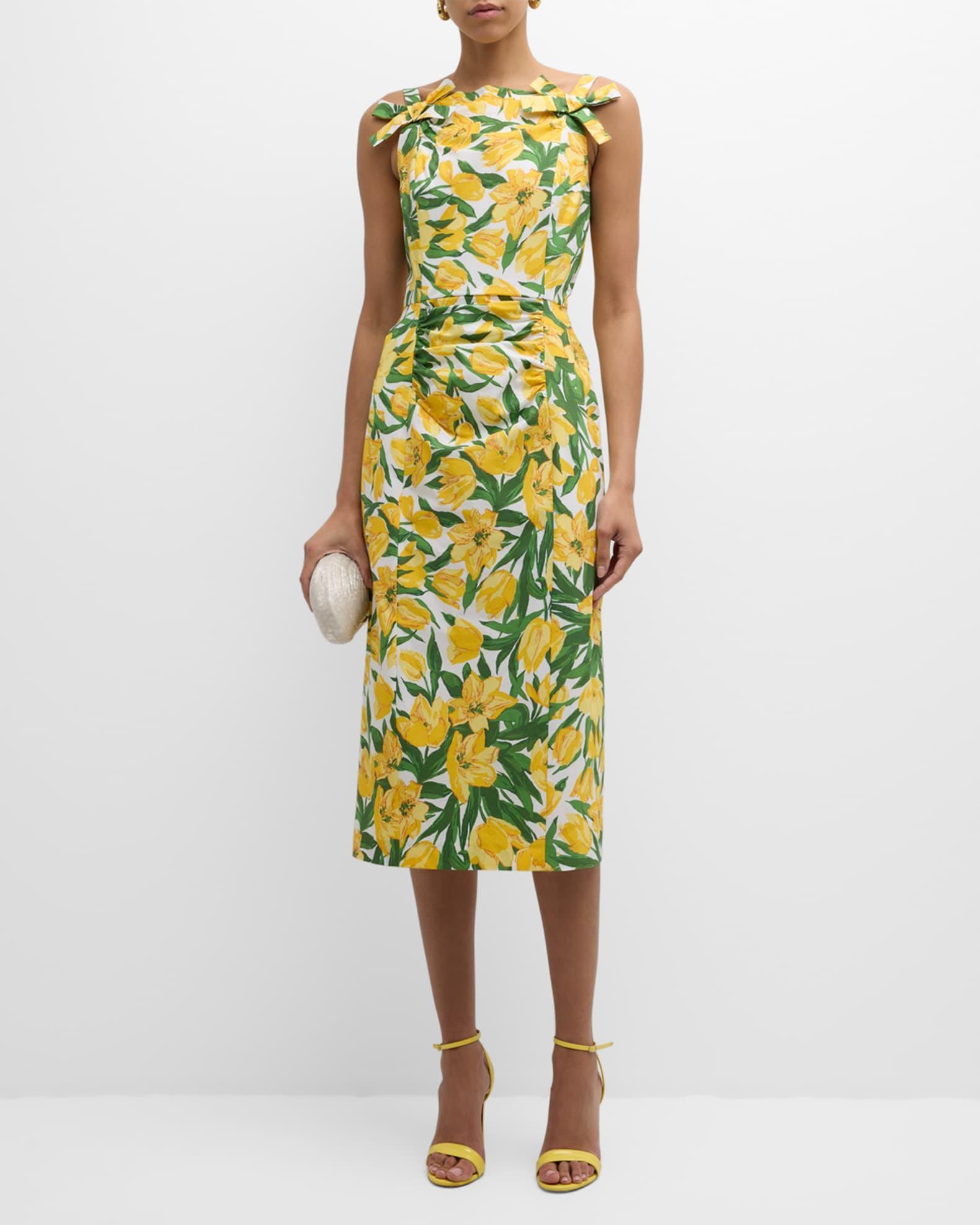 Floral Print Midi Dress with Bow Details Product Image