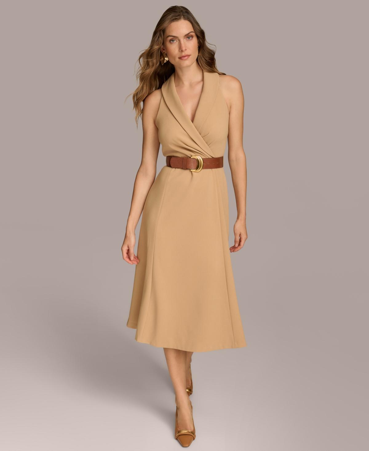 Donna Karan Womens Belted Sleeveless A-Line Dress Product Image