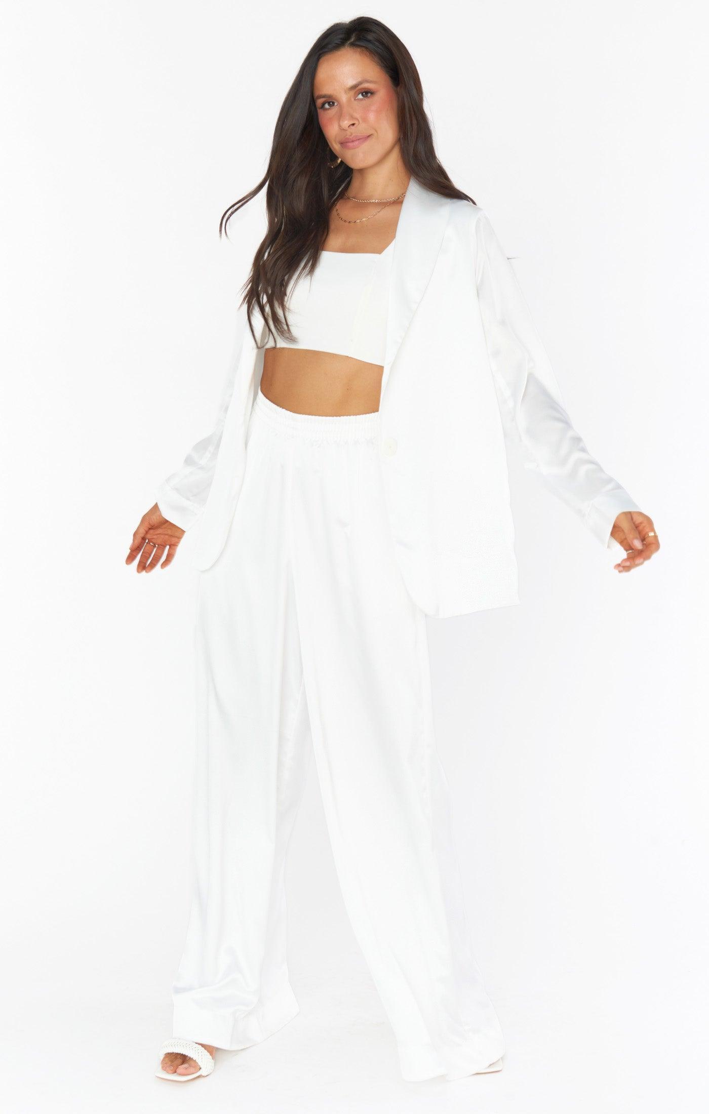 Ansley Crop Top ~ White Stretch Product Image
