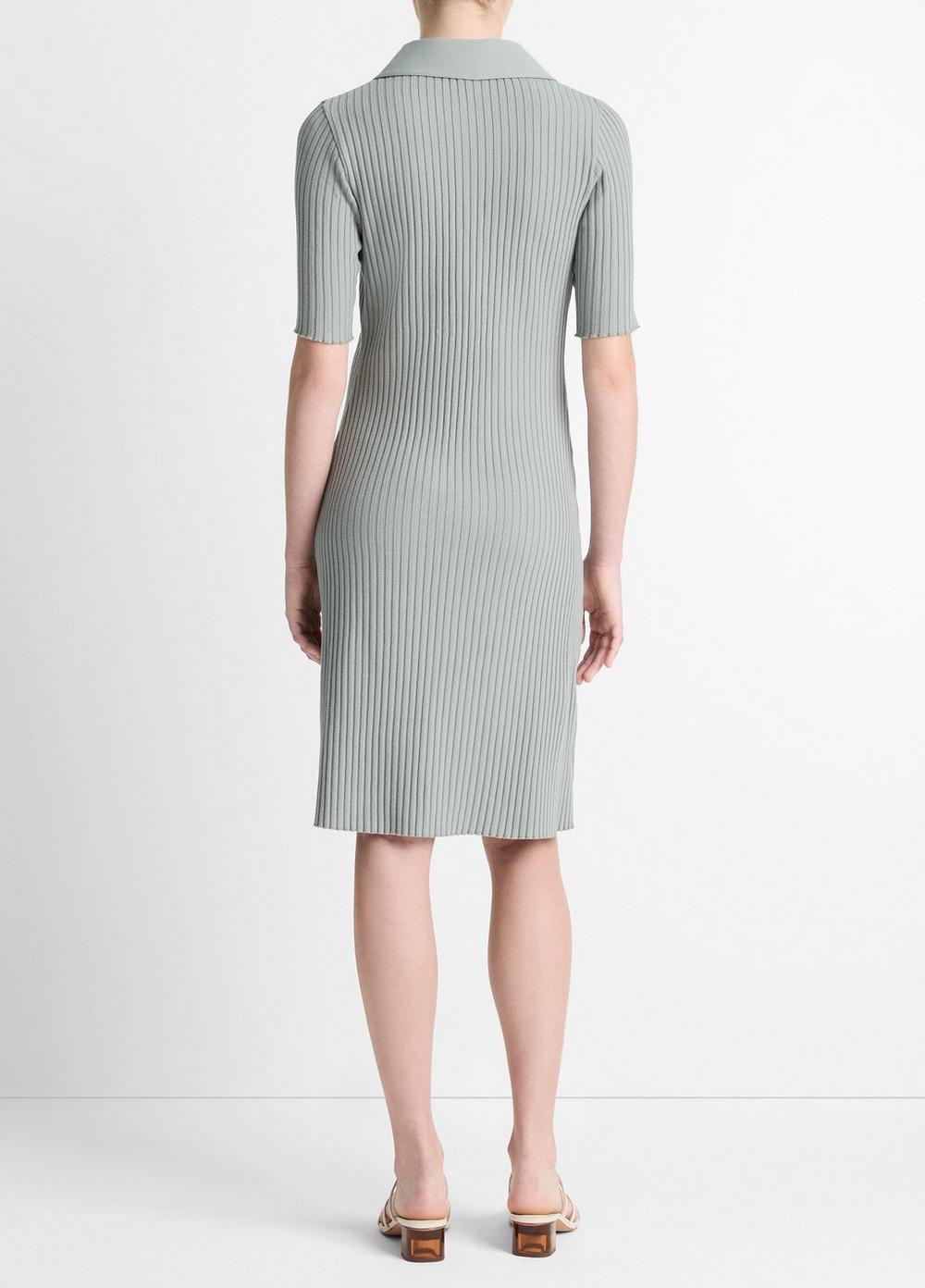 Cotton-Blend Elbow-Sleeve Polo Dress Product Image