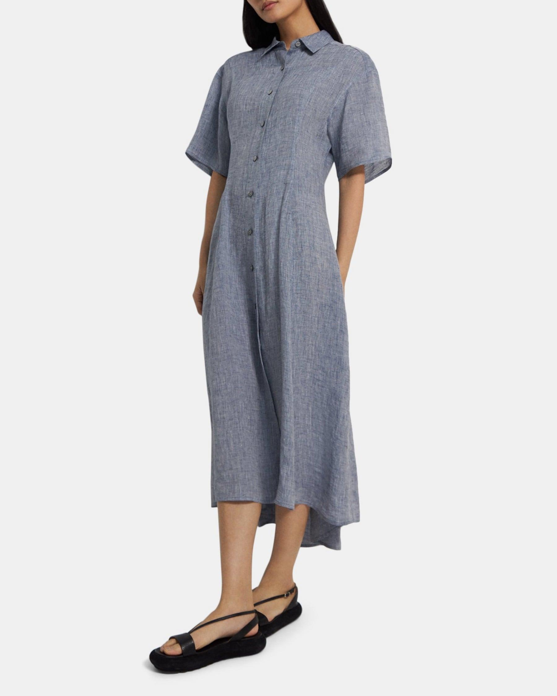 Short-Sleeve Shirt Dress in Hemp Product Image