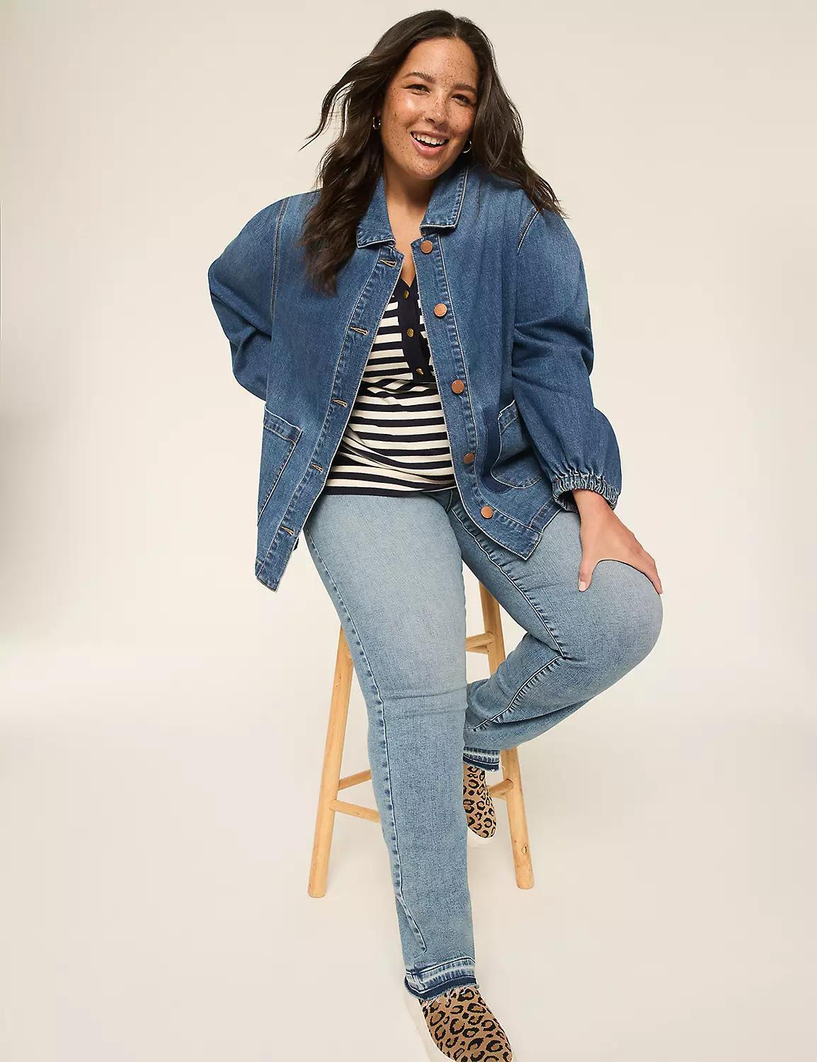 Blouson-Sleeve Denim Jacket Product Image