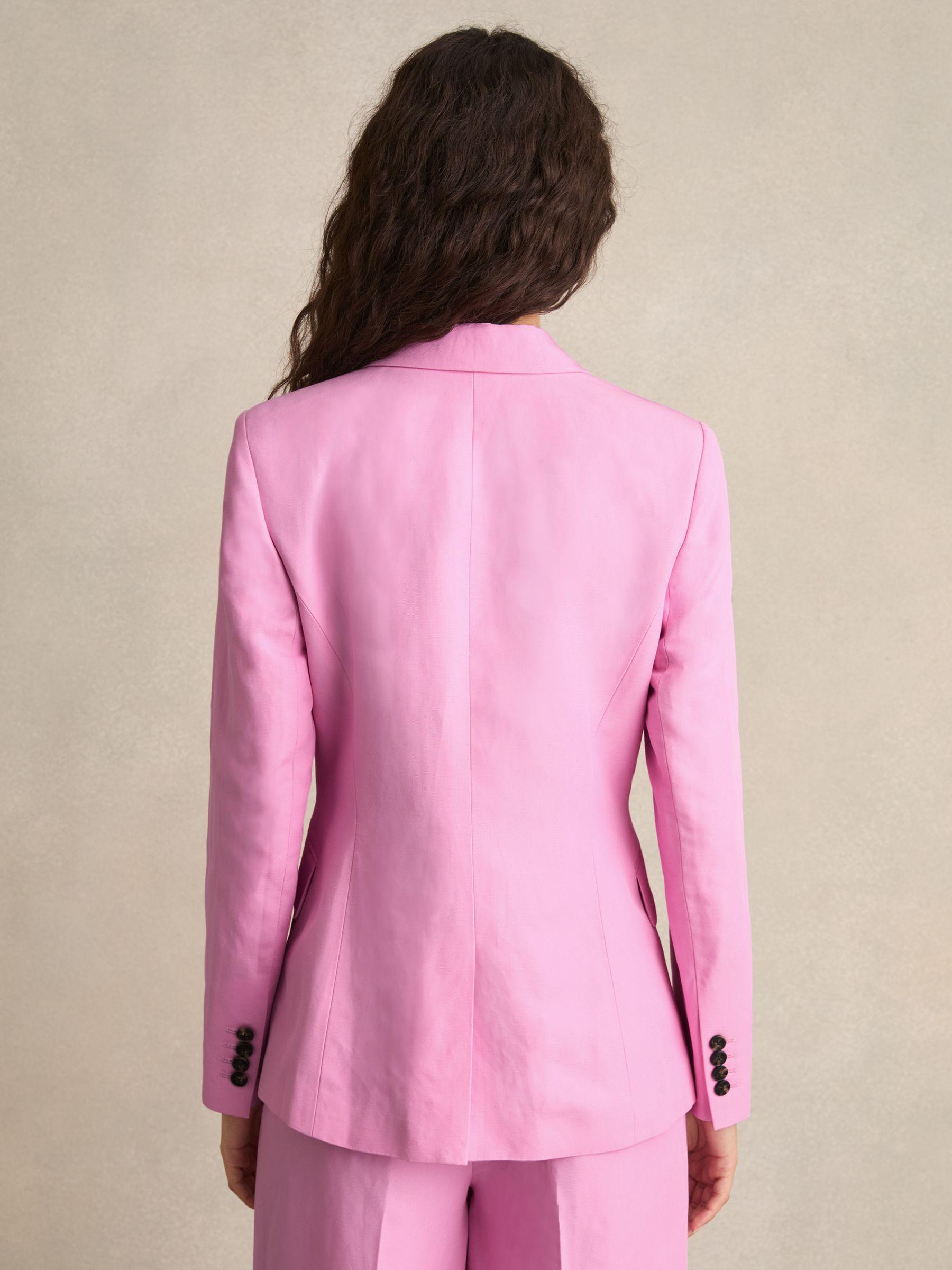 Petite Double-Breasted Peak-Lapel Suit Jacket in Pink Product Image