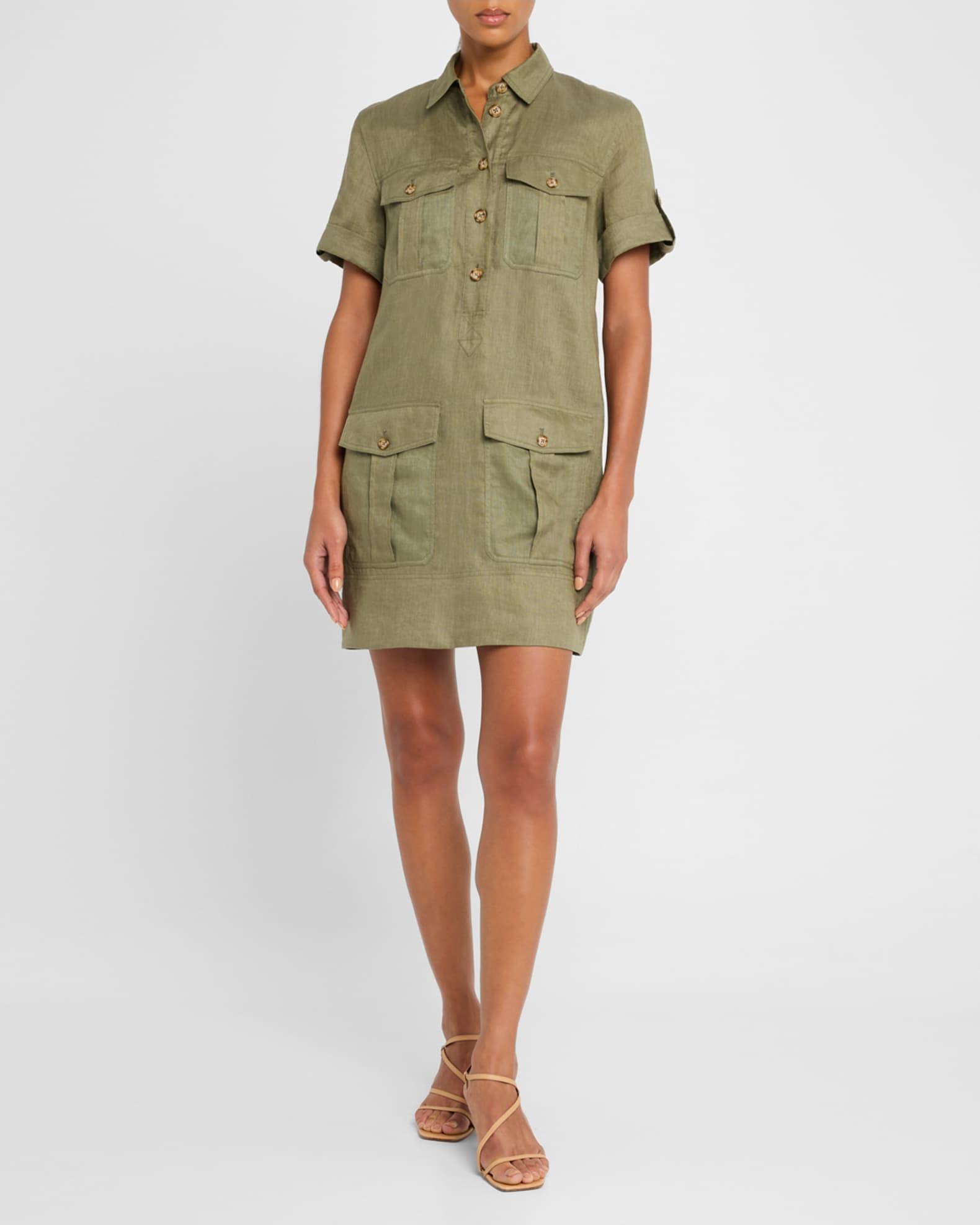 Lucca Short-Sleeve Linen Shirtdress Product Image