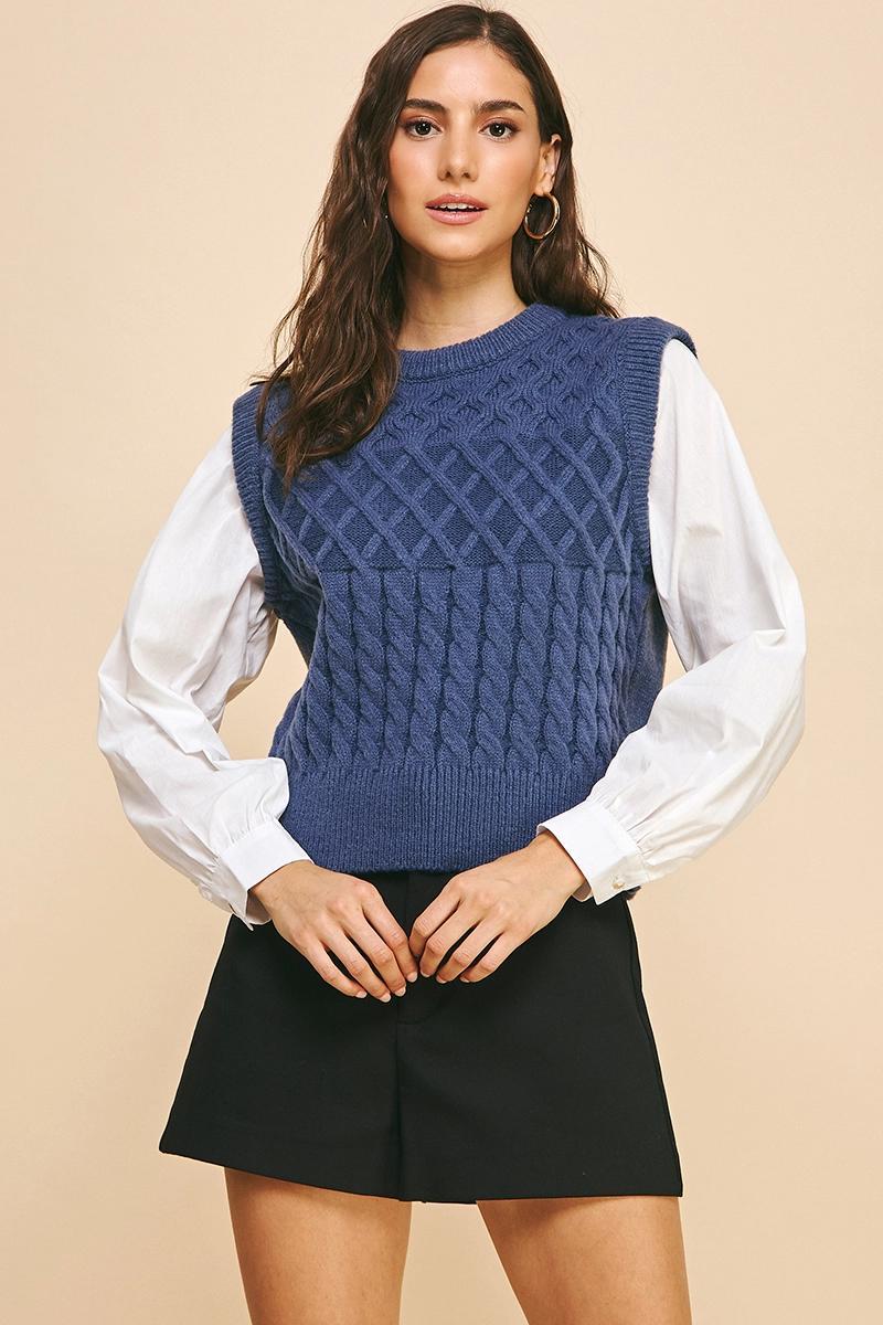 Bella Knit Woven Combi Top Product Image