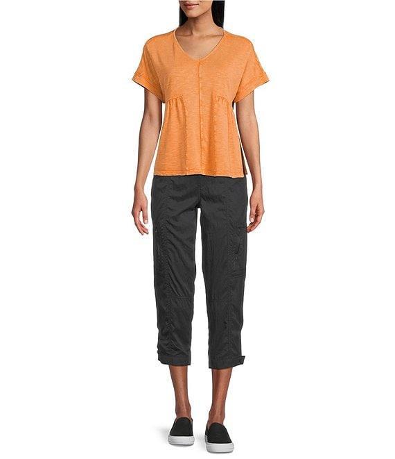 Westbound Knit V-Neck Flowy Short Sleeve Top Product Image