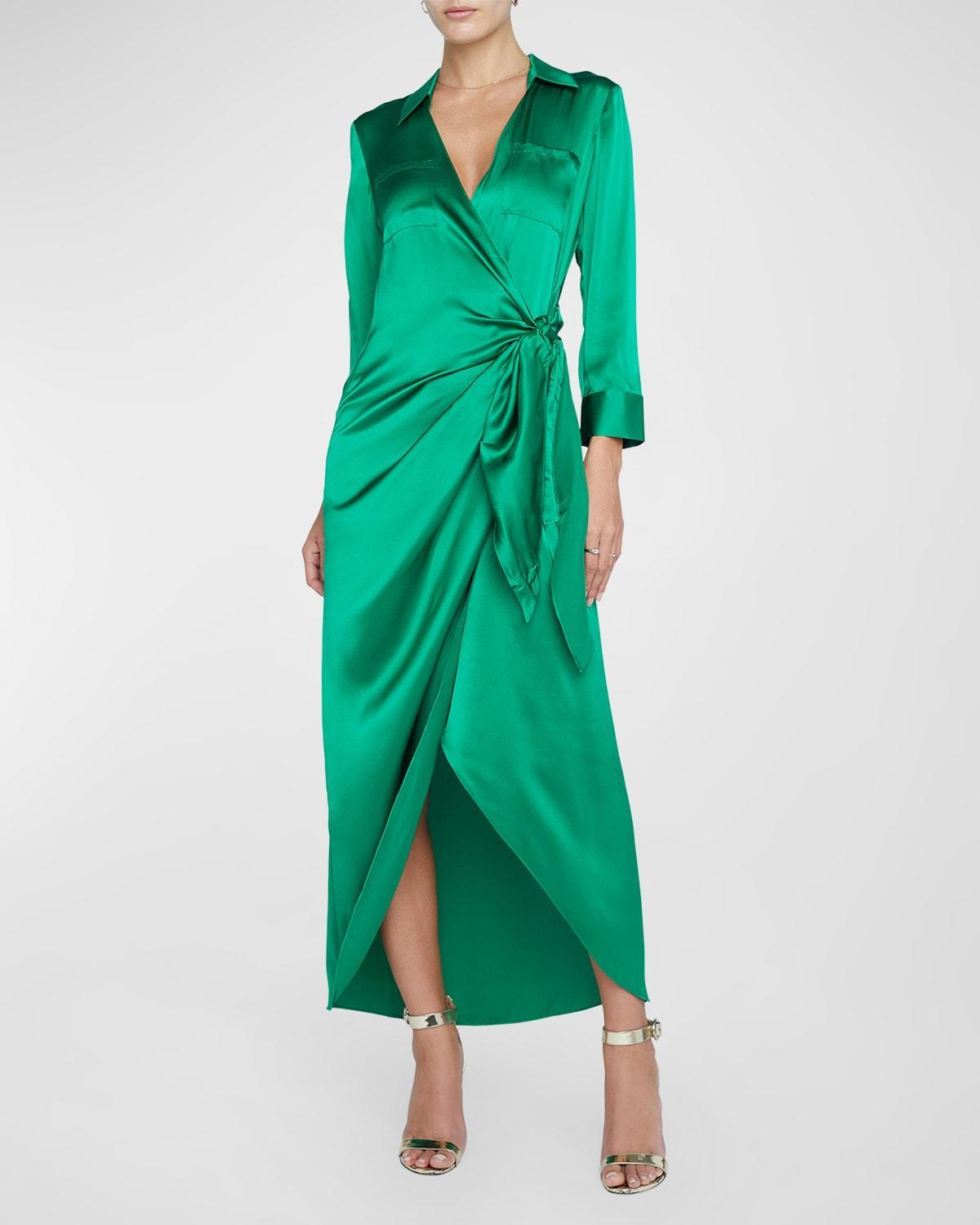 Kadi Wrap Silk Maxi Dress Product Image