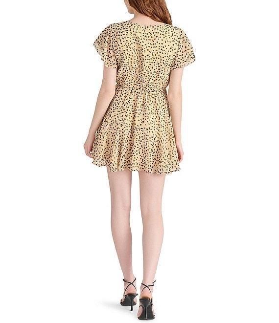 Steve Madden Kirsty Dotted Print V-Neck Short Sleeve Chiffon Mini Dress Product Image