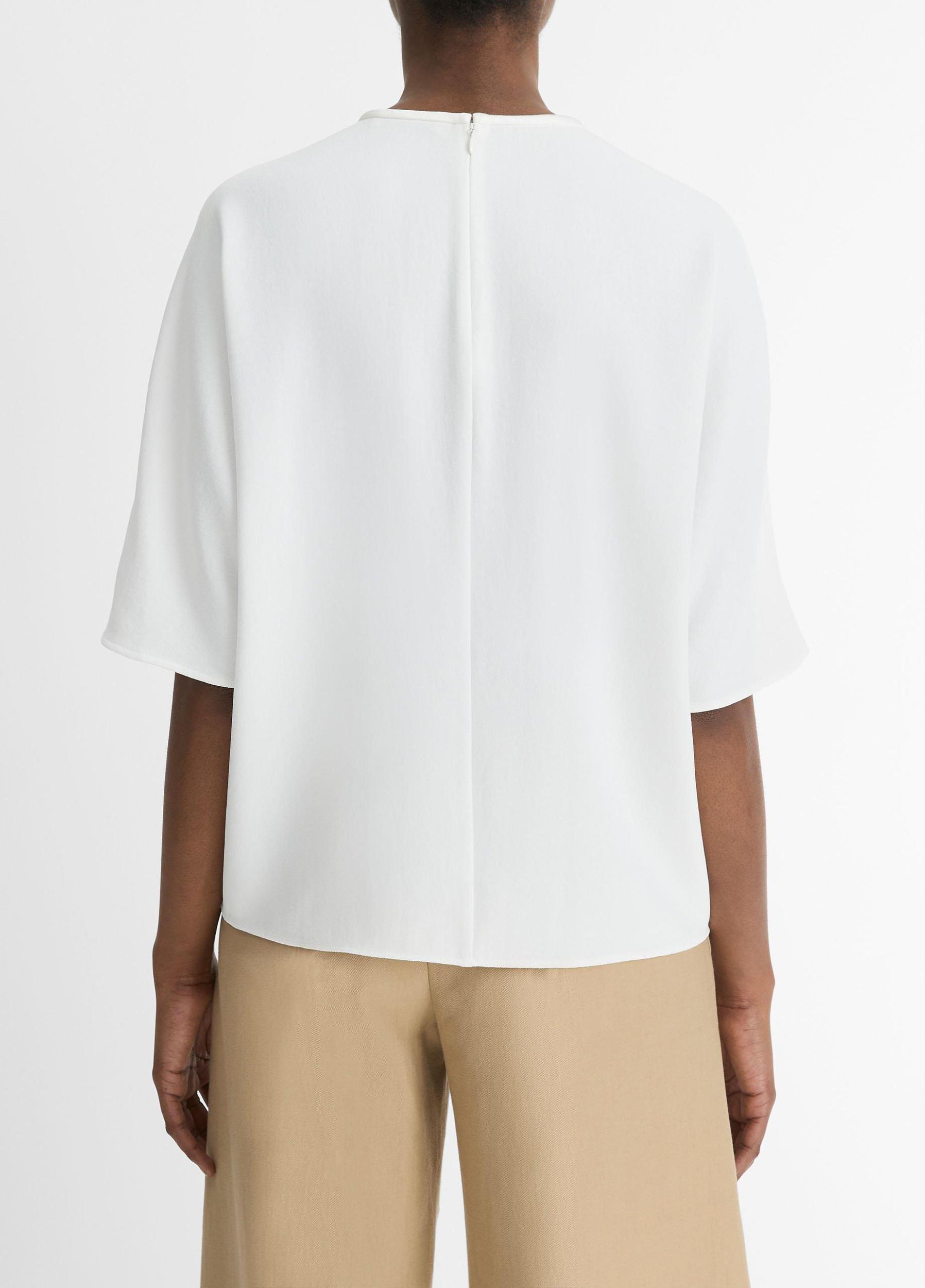 Satin-Trimmed Crepe T-Shirt Product Image