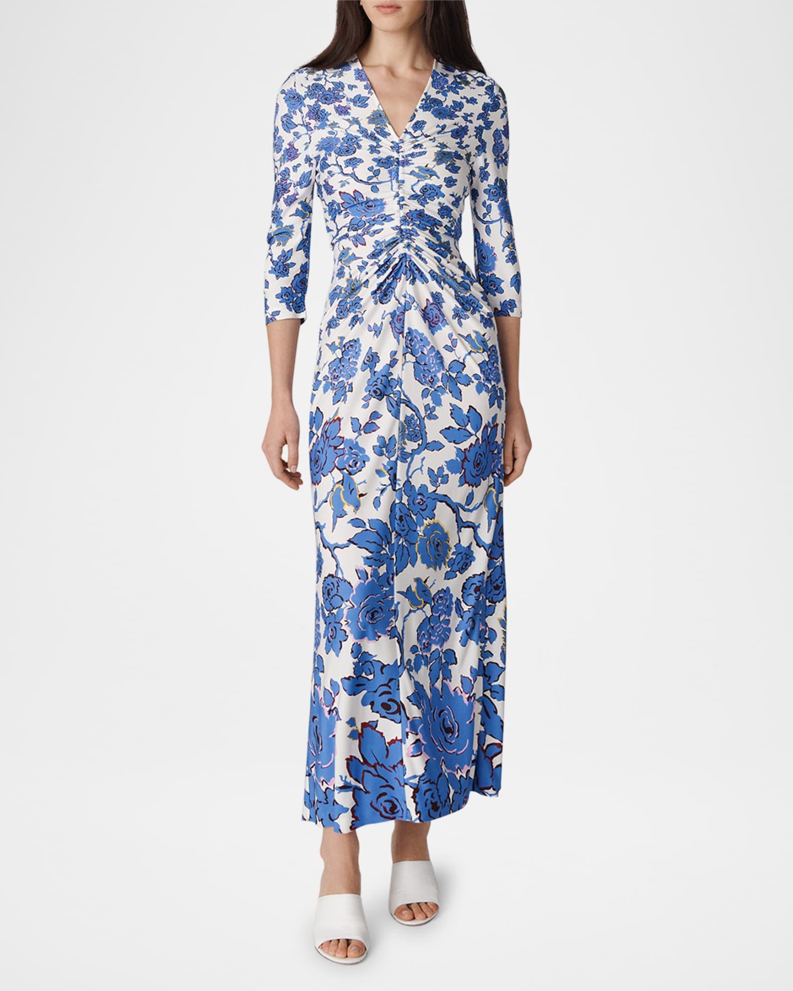 Alba Ruched Floral-Print Maxi Dress Product Image