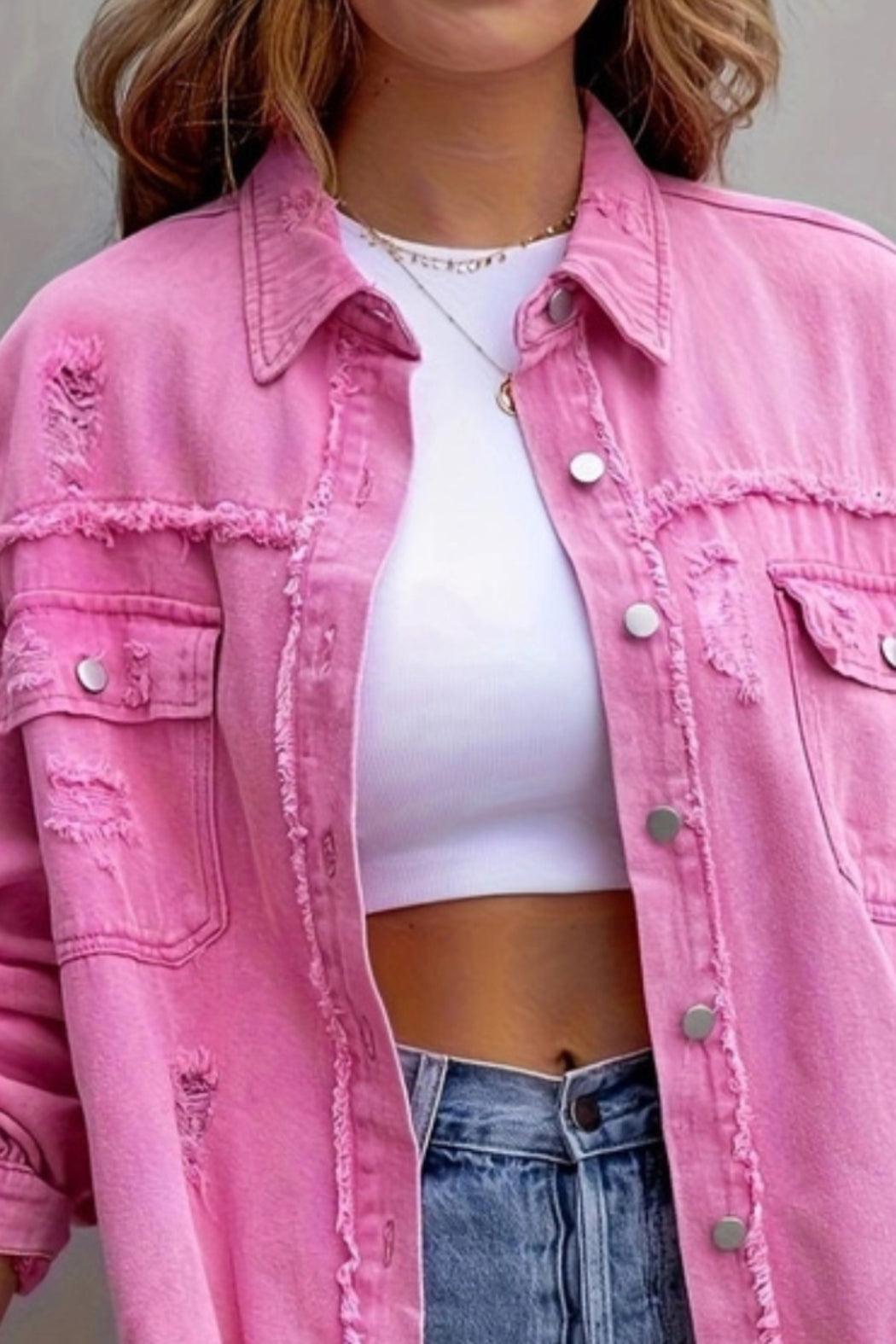 Ripped Loose Denim Jacket Product Image