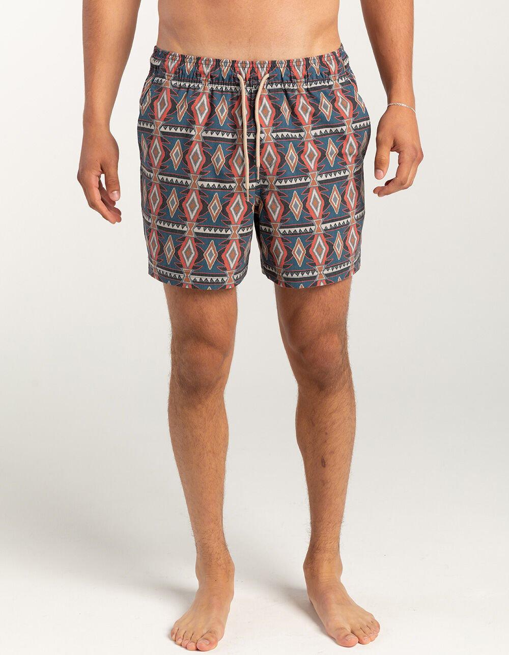 RSQ Mens Geo Stripe 5" Swim Shorts Product Image