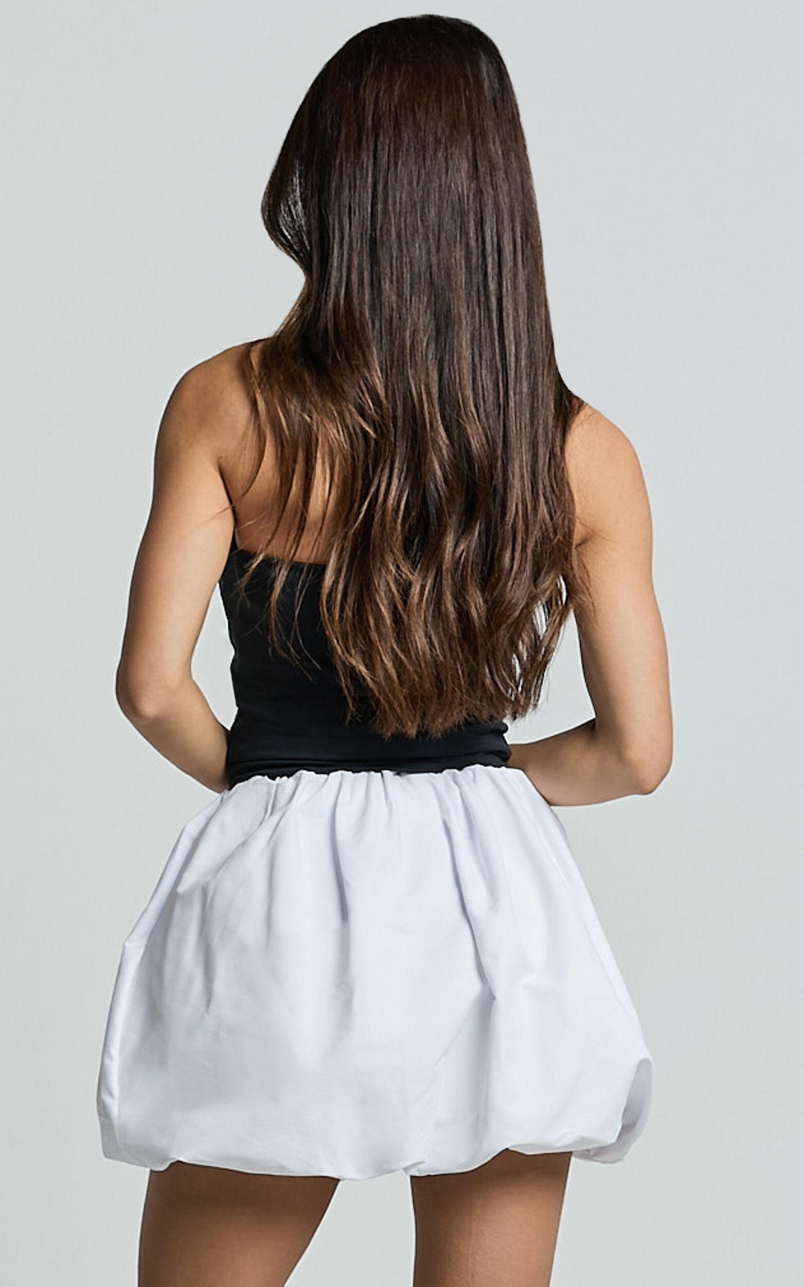 Abbey Mini Skirt - Bubble Hem Skirt in White Product Image