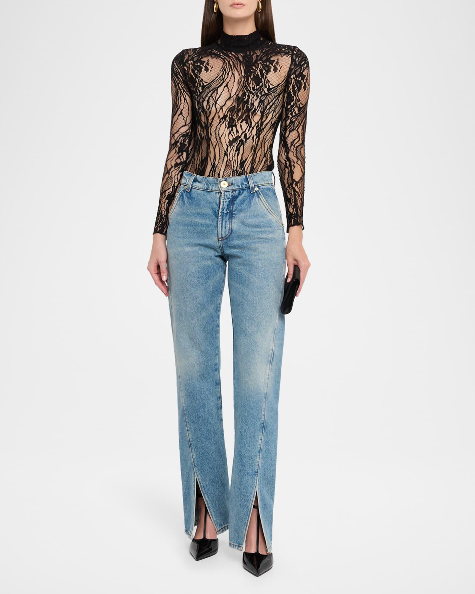 Turtleneck Lace Long-Sleeve Bodysuit Product Image