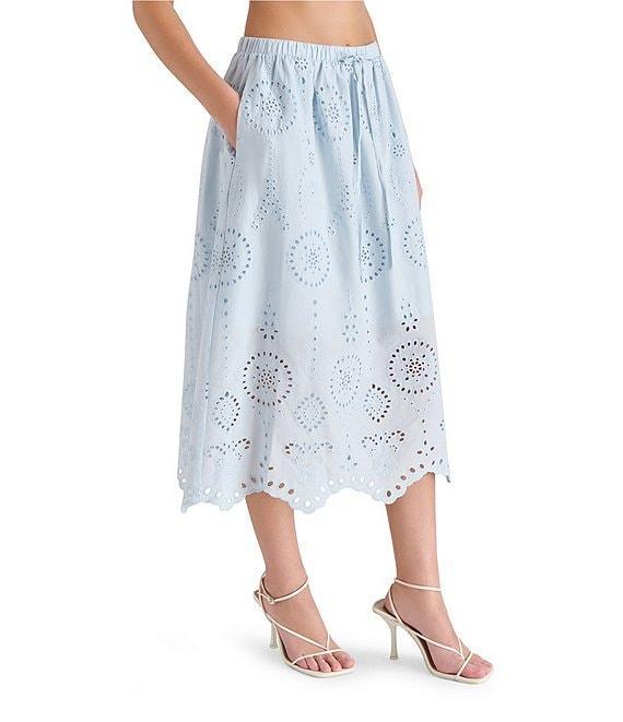 Steve Madden Anaisa Coordinating Eyelet Scallop Hem Midi Skirt Product Image