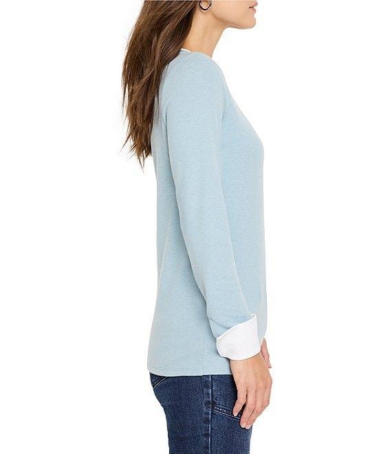 NIC + ZOE Cozy Cuffed Double Layer Round Neck Long Sleeve Top Product Image