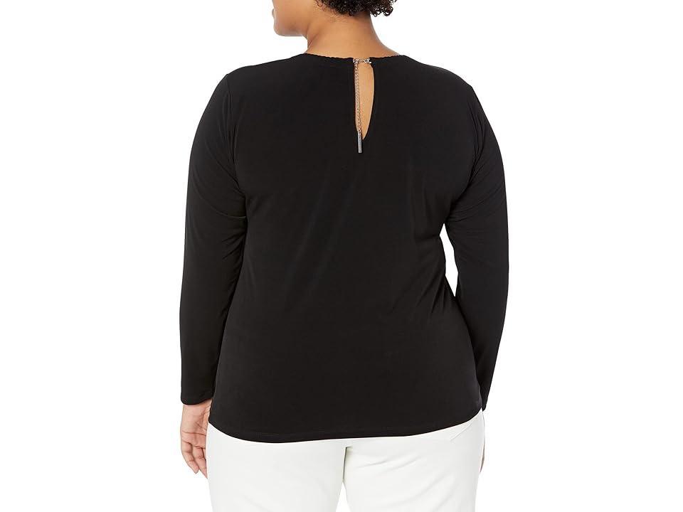 MICHAEL Michael Kors Plus Size Solid Chain Cutout Top Women's Clothing Product Image