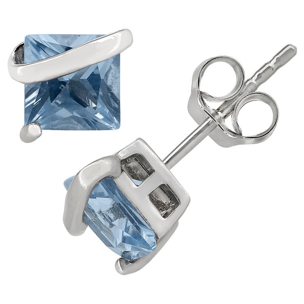 Lab-Created Aquamarine Sterling Silver Stud Earrings, Womens, Blue Product Image