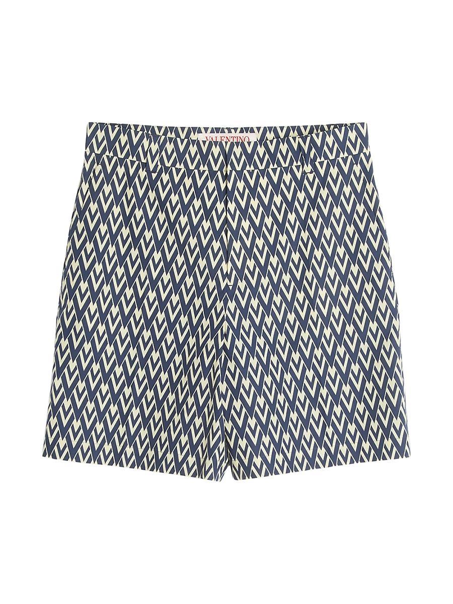 Mens Cotton Popeline Bermuda Shorts with Toute La V Print Product Image