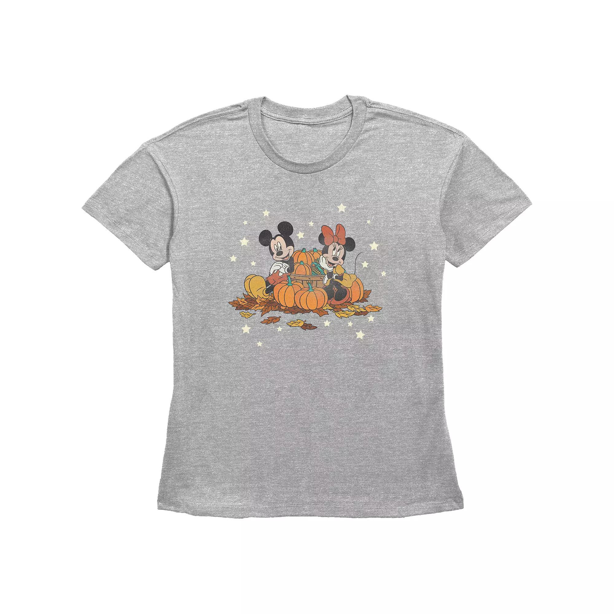 Disney's Mickey Mouse And Minnie Mouse Pumpkin Harvest Women's Graphic Tee,  Product Image