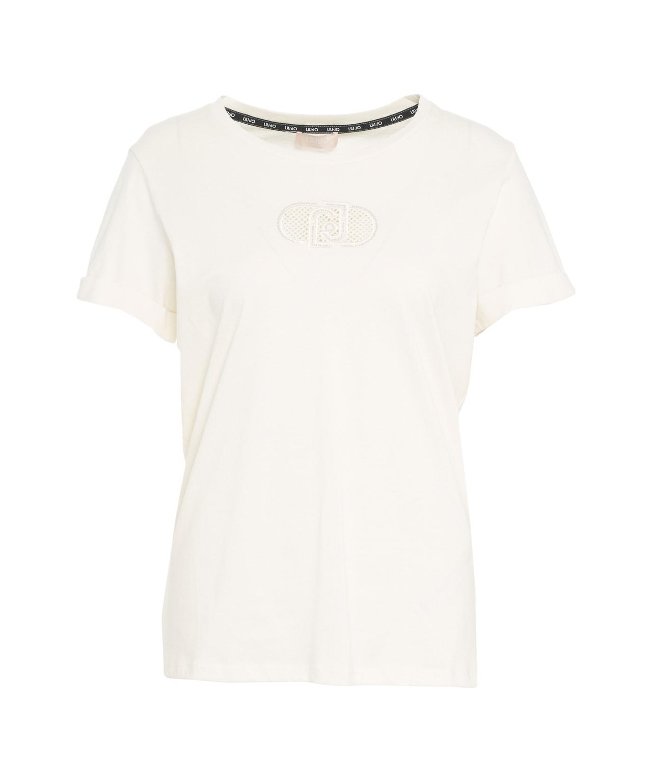 T-shirt with logo and rhinestones Product Image