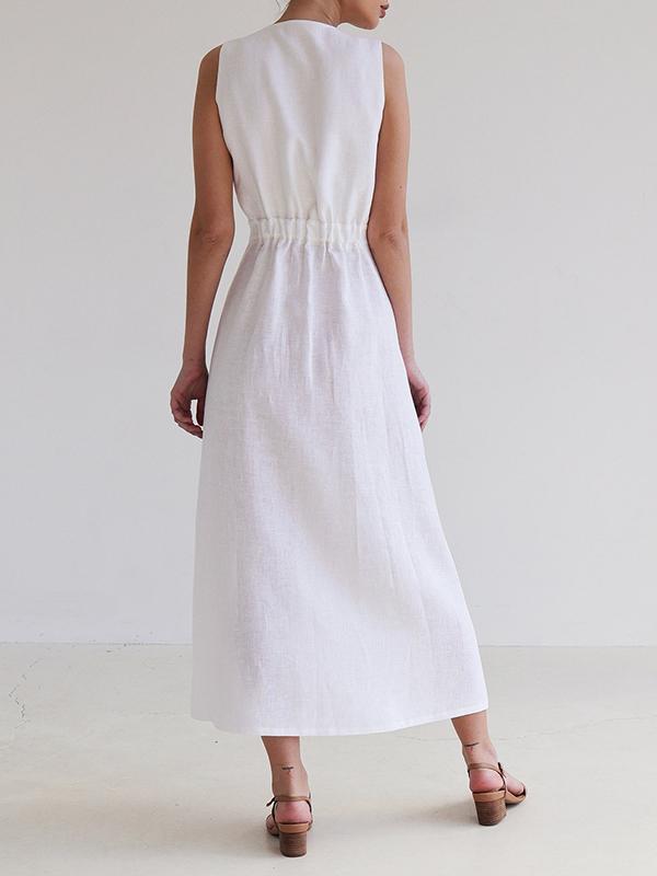 Loose Sleeveless Split-Joint V-Neck Maxi Dresses Product Image