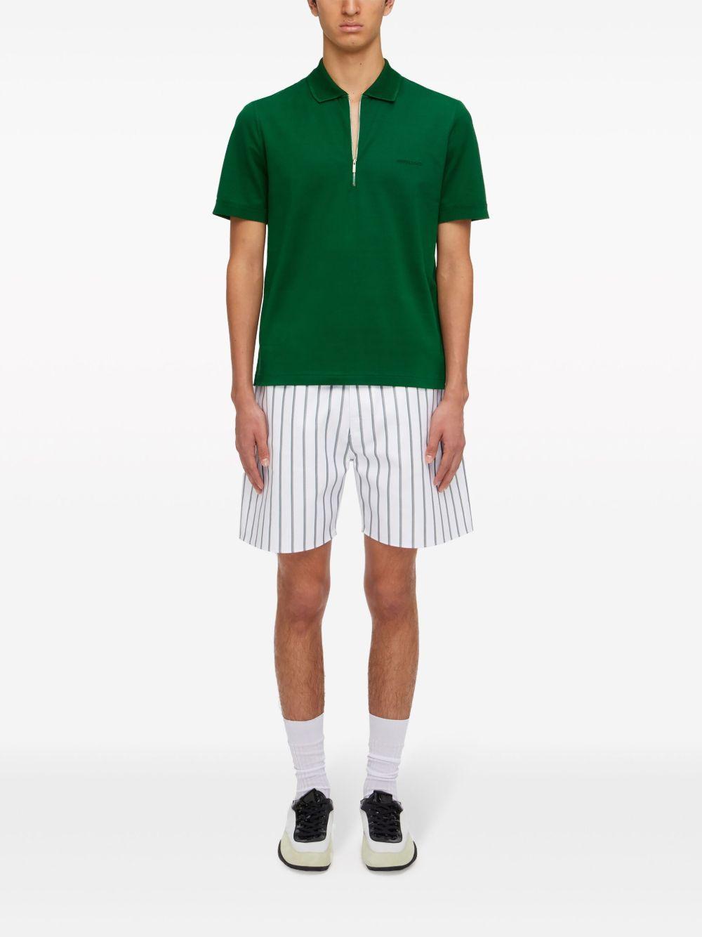 zip-up cotton polo shirt Product Image