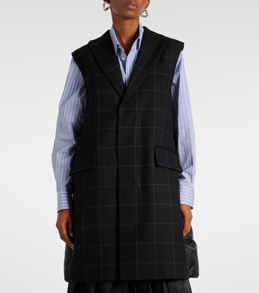 SACAI Windowpane Padded Vest In Black Product Image