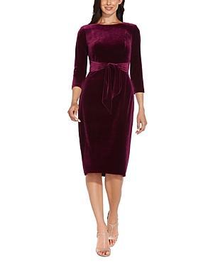 Adrianna Papell Stretch Velvet Tie Front Dress Women's Dress Product Image