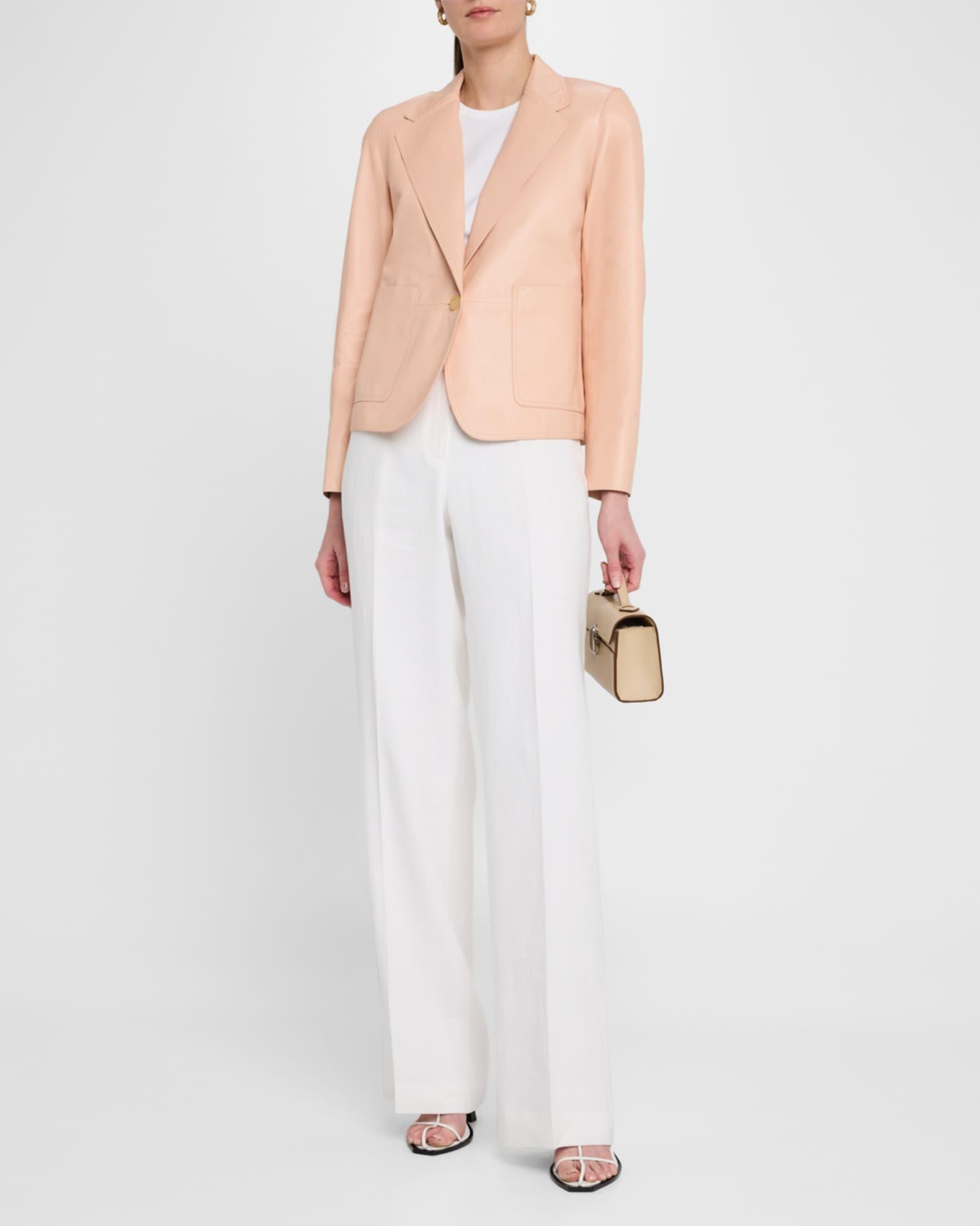 Single-Button Leather Boyfriend Blazer Product Image